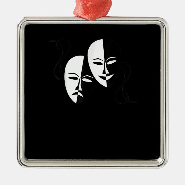 Komedy Tragedy Masks Actor Gift Julgransprydnad Metall (Framsidan)