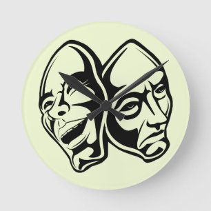 Komedy Tragedy masks maskerad still life art Rund Klocka