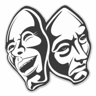 Komedy Tragedy-teatermasker maskerad dödliv Klistermärken