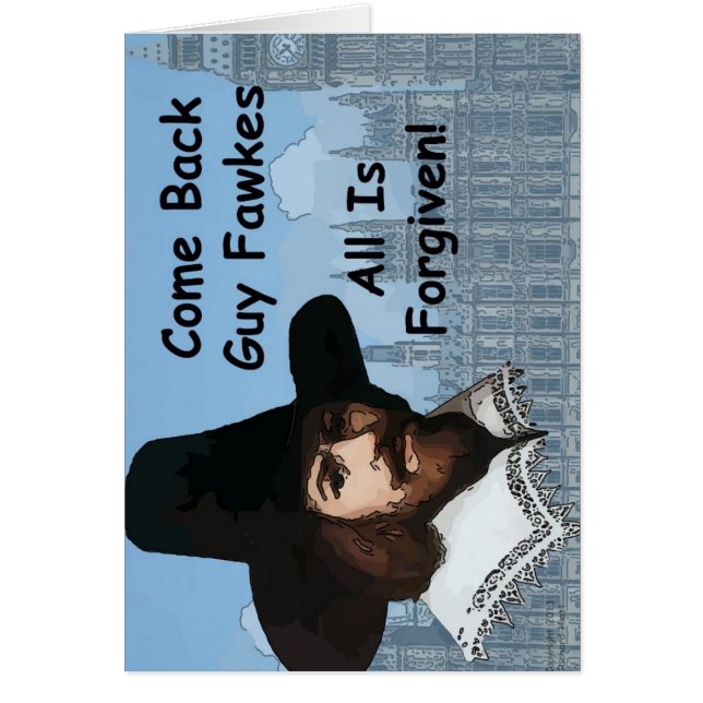 Komen drar tillbaka grabben Fawkes som allt Hälsningskort (Framsidan)