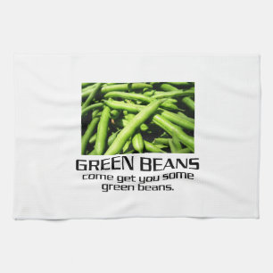 Komen får dig några gröna Beans. Kökshandduk