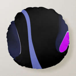 Kometens natt: Abstrakt Blue, Lila & Black Rund Kudde