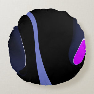 Kometens natt: Abstrakt Blue, Lila & Black Rund Kudde