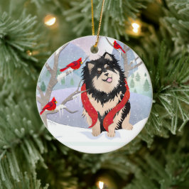 KOMFORT & GLÄDJE med år- Finsk Lapphund ornament
