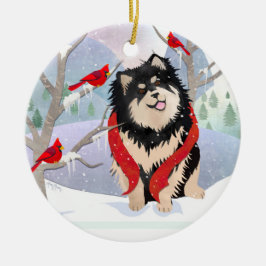 KOMFORT & GLÄDJE med år- Finsk Lapphund ornament