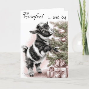 Komfort och glädje - Baby Goat-jul Helgkort