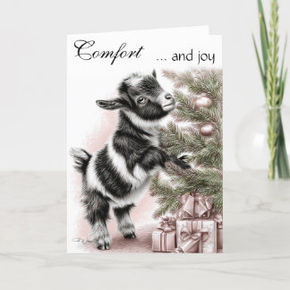 Komfort och glädje - Baby Goat-jul Helgkort
