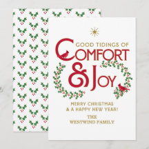 Komfort och glädje God Jul Platt Julkort