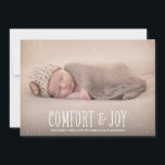 Komfort och glädje | Helgdag Birth Notice Julkort<br><div class="desc">Annat färg och stilar tillgängligt i vår butik! ©Bra & Dandy Paperie</div>