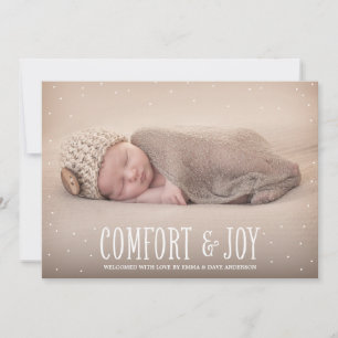 Komfort och glädje   Helgdag Birth Notice Julkort