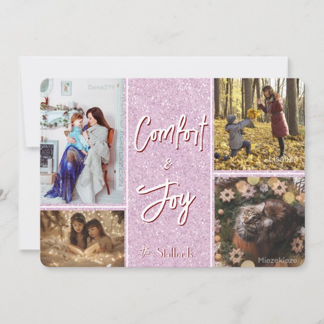 Komfort och glädje i Rosa Photo jul Card Inbjudningar (Framsida)