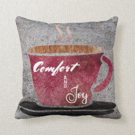 Komfort- och glädjekaffeBurgundy grå vattenfärg Kudde