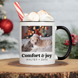 Komfort och glädjfoto och Namn Modern jul Kaffemugg