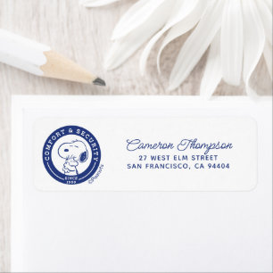 Komfort och säkerhet   Snoopy & Woodstock Hug Returadress Etikett