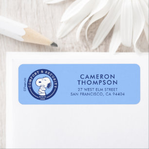 Komfort och säkerhet   Snoopy & Woodstock Hug Returadress Etikett