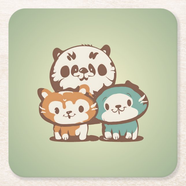 Komfortkatter Underlägg Papper Kvadrat (Framsidan)