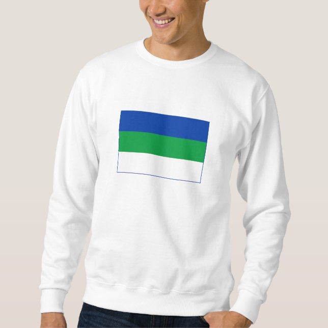 Komi Republiken Flagga Lång Ärmad Tröja (Framsida)