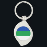 Komi Republiks flagga Swirl Silverfärgad Nyckelring<br><div class="desc">Komi Republiks patriotiska flagga.</div>