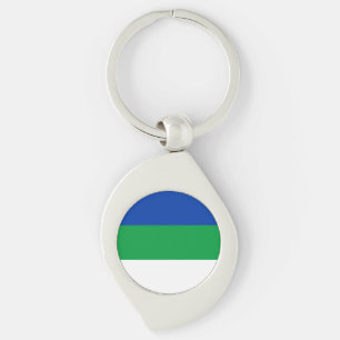 Komi Republiks flagga Swirl Silverfärgad Nyckelring