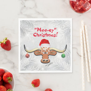 Komik jul Longhorn Steer Napkins Pappersservett