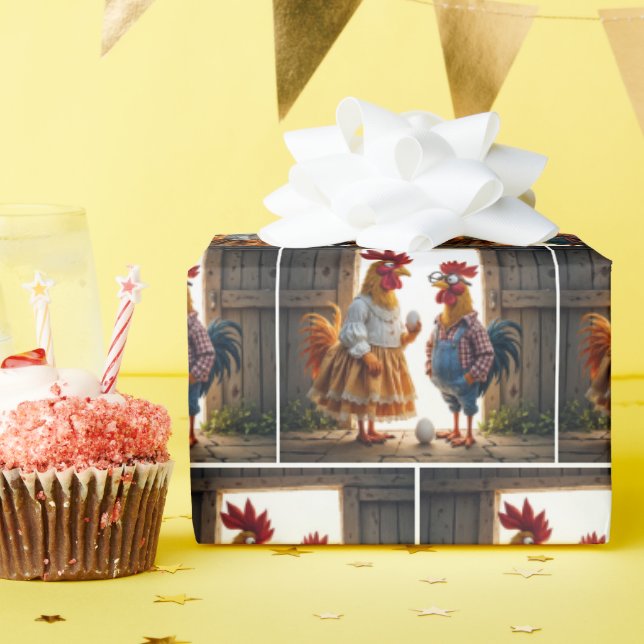 Komikliga kycklingar med ägg presentpapper (Födelsedagsfest)