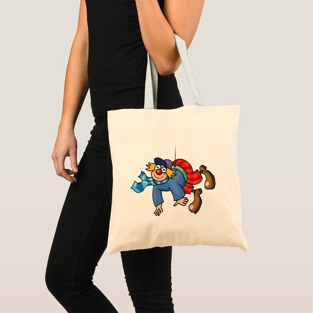 Komisk clown som hänger upp och ner tygkasse (Skapare uppladdad)