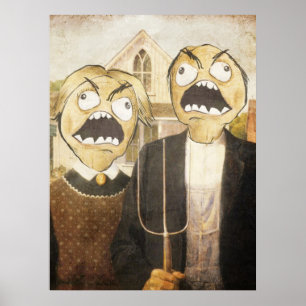 Komisk flott målning för ursinneansikteMeme Poster