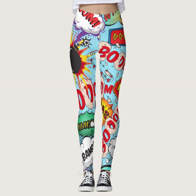 Komisk popdamasker leggings (Framsida)