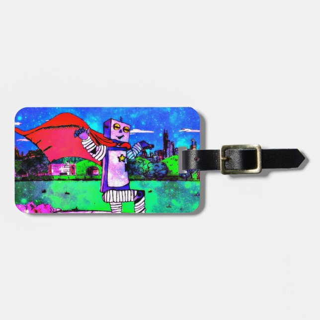 Komisk stilSuperherorobot från rymden! Bagagebricka (Horisontell Framsida)