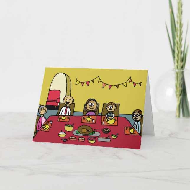 Komiskt hälsningskort för Happy thanksgiving Helgkort (Framsida)