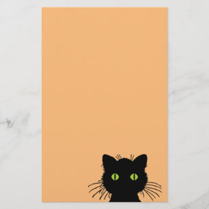 Komiskt och Nyfiket Grönt-eyed Black Cat Brevpapper
