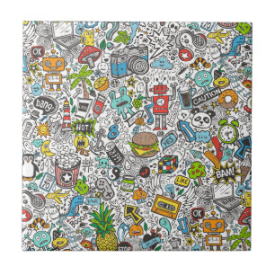 Komiskt Popart klotter Kakelplatta