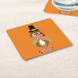 Komiskt Thanksgiving Turkiet Underlägg Papper Kvadrat