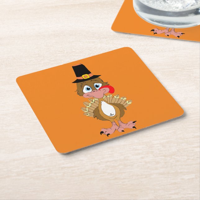 Komiskt Thanksgiving Turkiet Underlägg Papper Kvadrat (Vinklad)