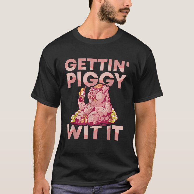 Komma åt svinn med BBQ Gris Roast Barbecue T Shir T Shirt (Framsida)