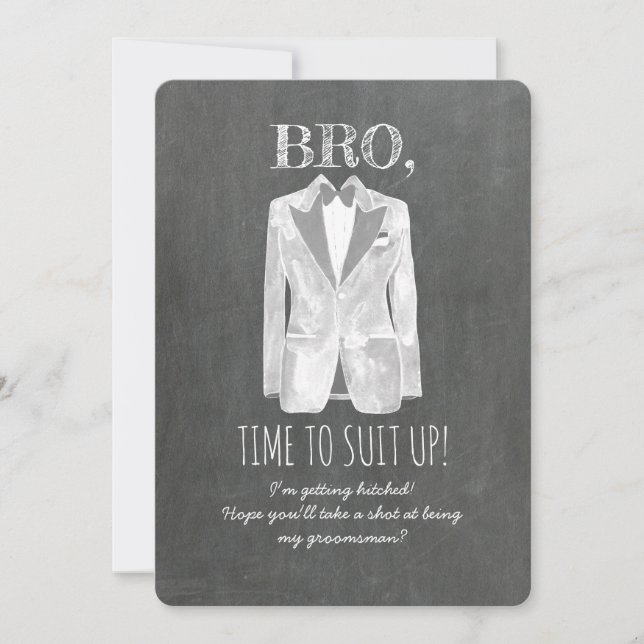 Komma fram - Kostym upp - Lustigt Groomsman Inbjud Inbjudningar (Framsida)