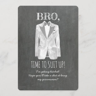 Komma fram - Kostym upp - Lustigt Groomsman Inbjud Inbjudningar