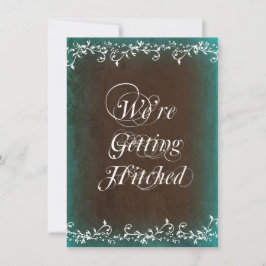 Komma hit hitched Aqua Brown Wedding-inbjudningar Inbjudningar