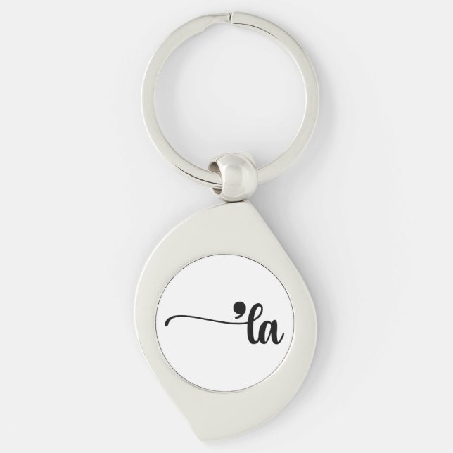 Komma La Kamala Harris Punktation La Val Swirl Silverfärgad Nyckelring (Framsidan)