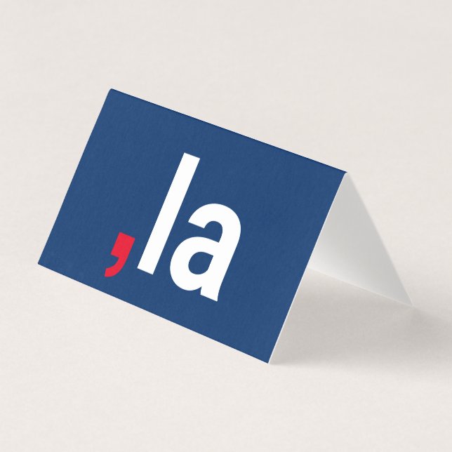 Komma La kamala, lustigt uttal blått kort (Framsida)