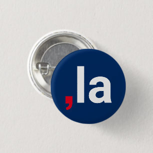 Komma La kamala rött vitt blått med lustiga uttal Knapp