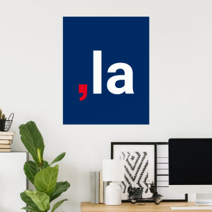 Komma La kamala rött vitt blått med lustiga uttal Poster