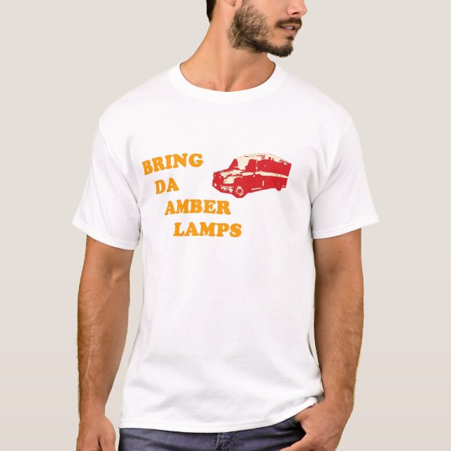 KOMMA MED DA den BÄRNSTENSFÄRGADE LAMPT-tröja T Shirt (Framsida)