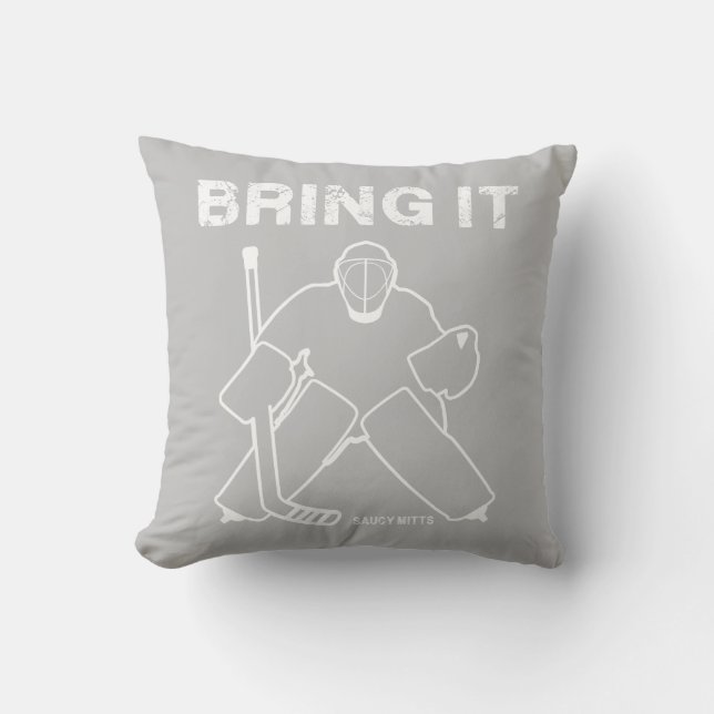 Komma med det hockeyGoaliereversiblen Kudde (Framsida)