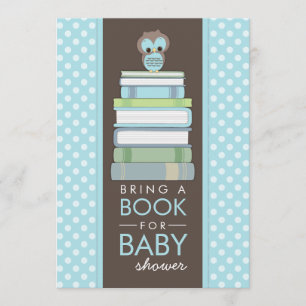Komma med en bok den söta ugglababy showerinbjudan inbjudningar