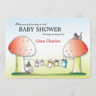 Komma med en bokbaby showerinbjudan inbjudningar