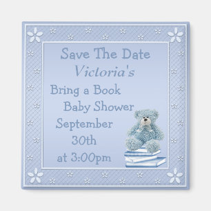 Komma med en spara för baby shower för magnet