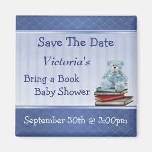 Komma med en spara för baby shower för magnet