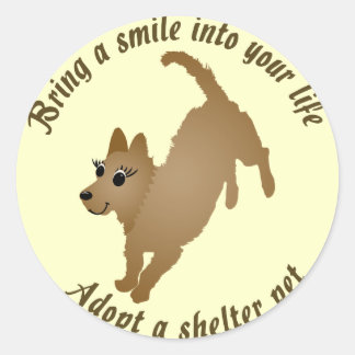 Komma med ett leende runt klistermärke