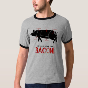 Komma med hem BACONEN! Den roliga grisslaktare Tee Shirt